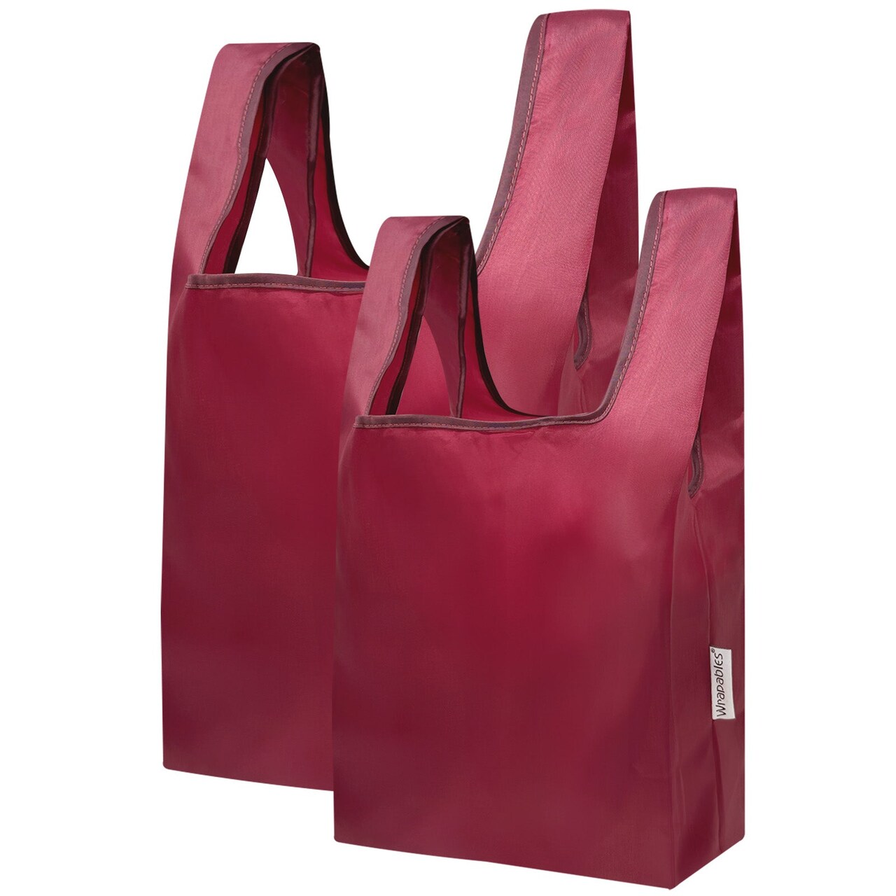 Wrapables JoliBag Nylon Reusable Grocery Bag, 2 Pack, Burgundy